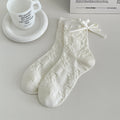 Cute Bowknot 3D Bear Solid Color Crew Socks 6W8FSO539