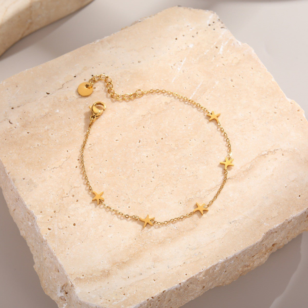 Trendy Gold Plated Fishbone Chain Anklets 8ZA6JAB30L