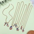 Elegant USA Flag Letter Pendant Link Necklace 8ZA6JNC290L