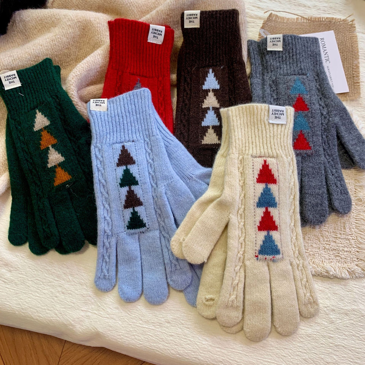 Jacquard Knit Finger Gloves - DippedShop Wholesale - #5683