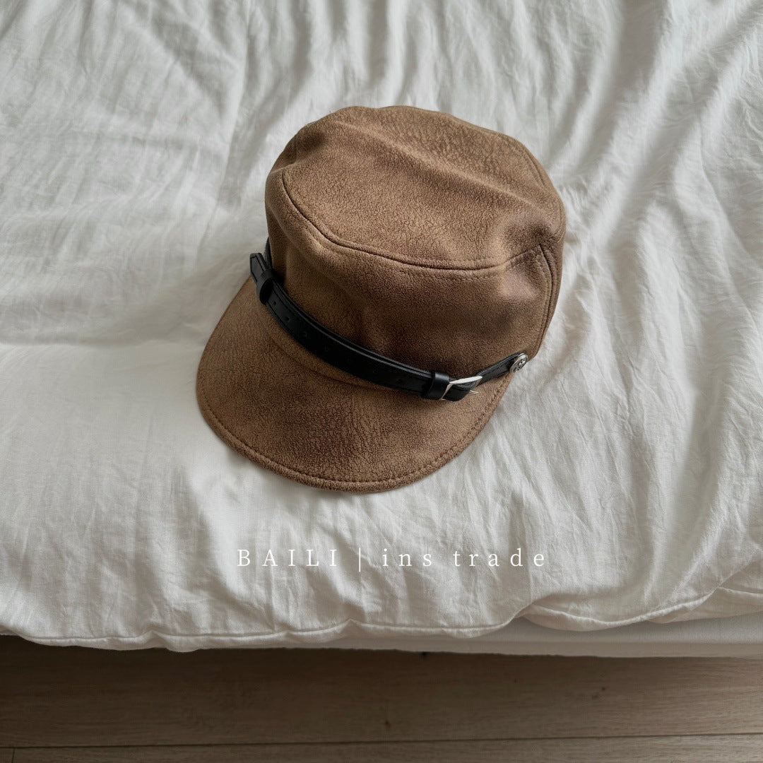 Vintage Leather Buckle Versatile Cap 6W6HAT793