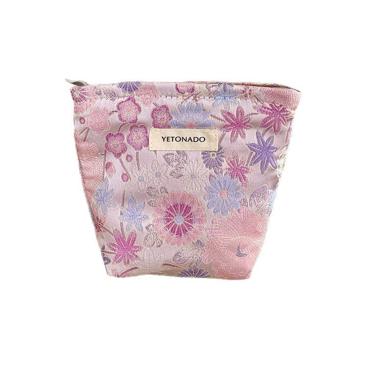 Minimalist Floral Jacquard Poratable Travel Cosmetic Bag MK2BW6W10BOB388