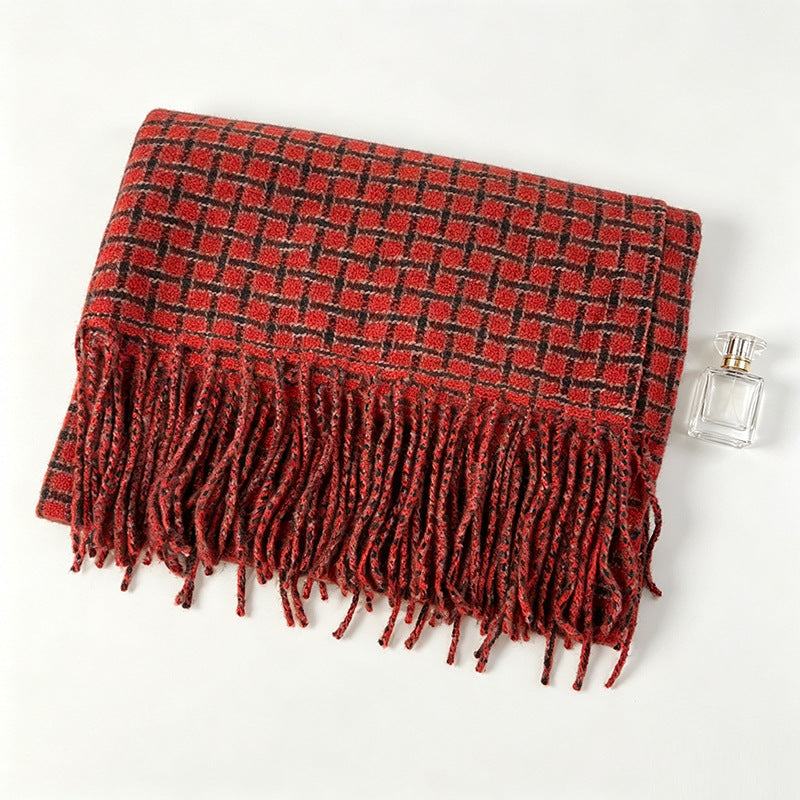 Plaid Fringe Scarf - DippedShop Wholesale - #5923