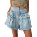 Ruffle Button Denim Shorts - DippedShop Wholesale - #4115