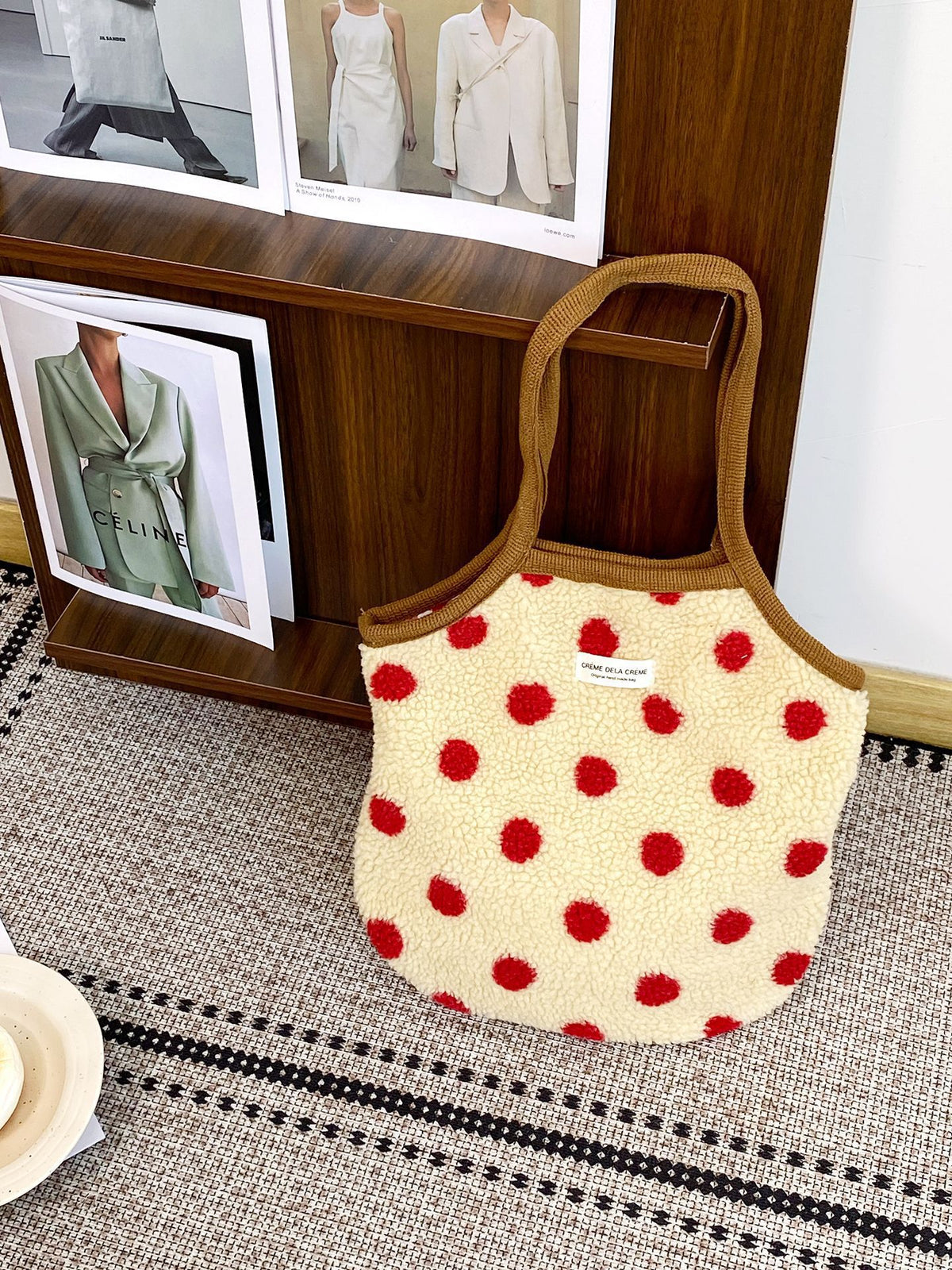 Plush Polka Dot Tote Bag - DippedShop Wholesale - #4163