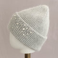 Luxury Rhinestone Angora Knit Beanie 6W6HAT696