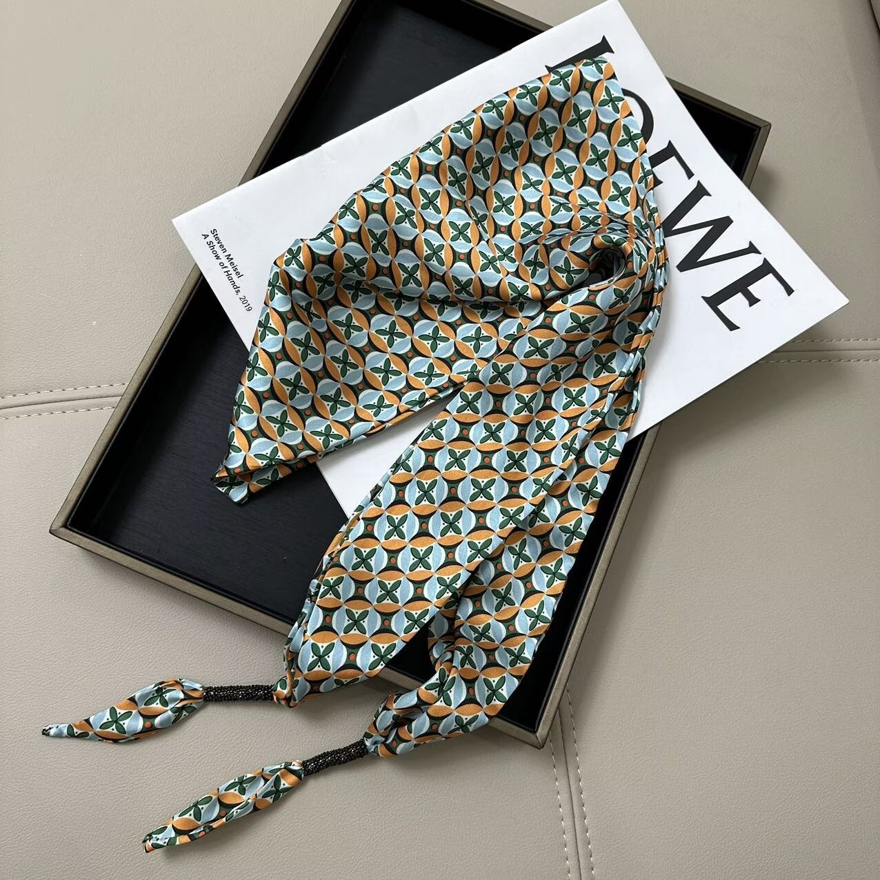 Vintage Leopard Print Versatile Silk Scarf 6W6NSI239
