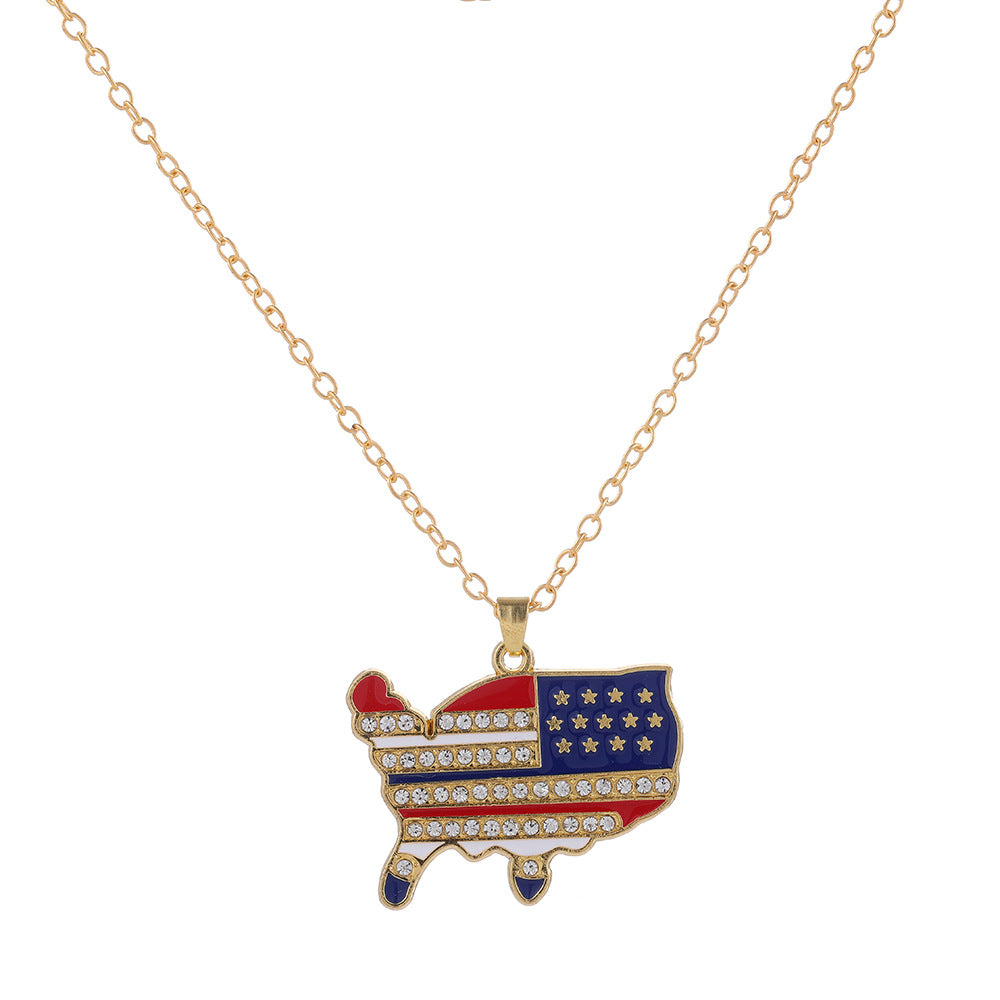 Stylish USA Map Pendant Choker Necklace 8ZA6JNC276T
