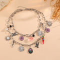 Trendy Double Layer Floral Heart Pendant Necklace 6W6JNC626