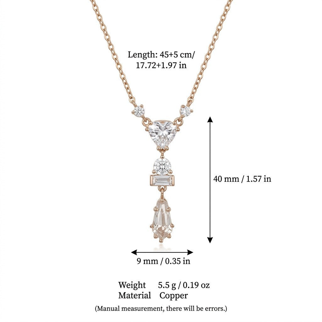 Elegant Gold Plated Heart Rhinestones Pendant Necklace 6W6JNC643