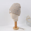 Rhinestone Cuffed Knit Beanie - DippedShop Wholesale - #8051