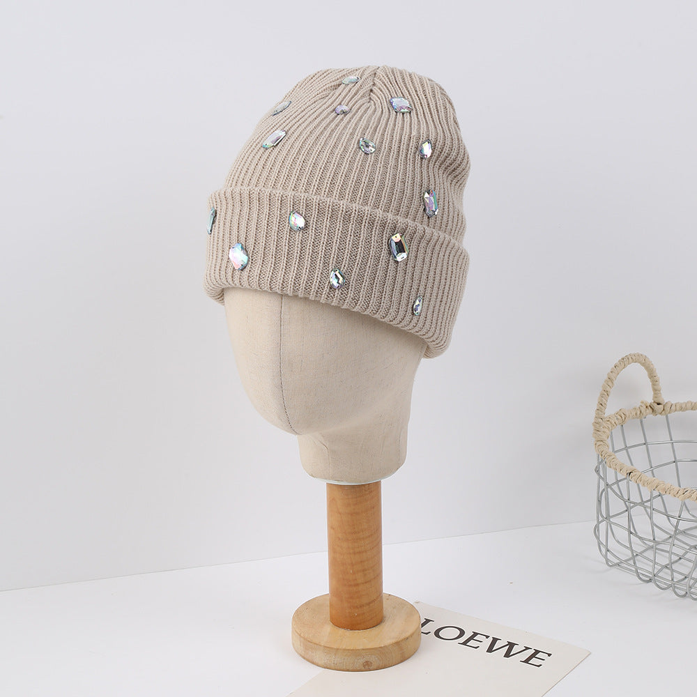 Rhinestone Cuffed Knit Beanie - DippedShop Wholesale - #8051