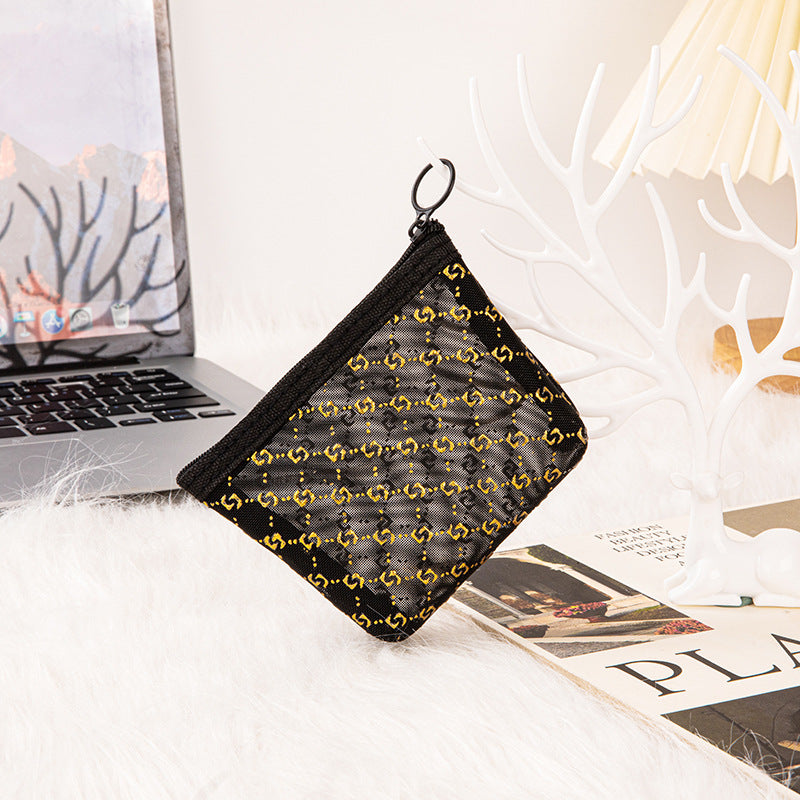 Simple Gold Mesh Portable Make Up Bags DP25C621
