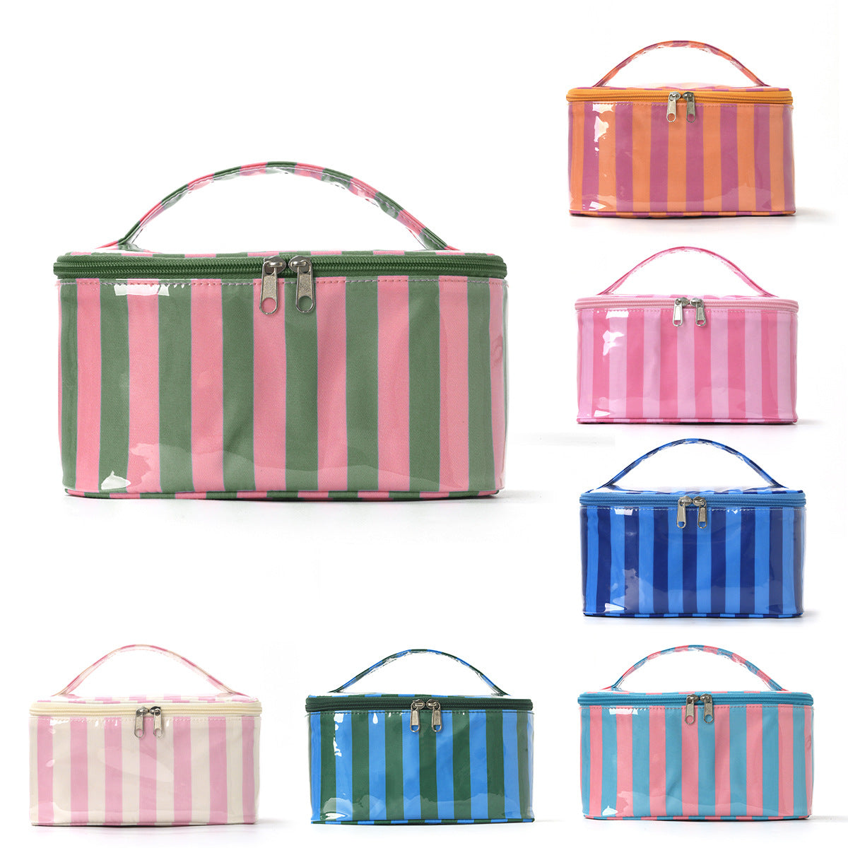 Color Block Striped Large Capacity Makeup Bag MK2BW6S10BOB62