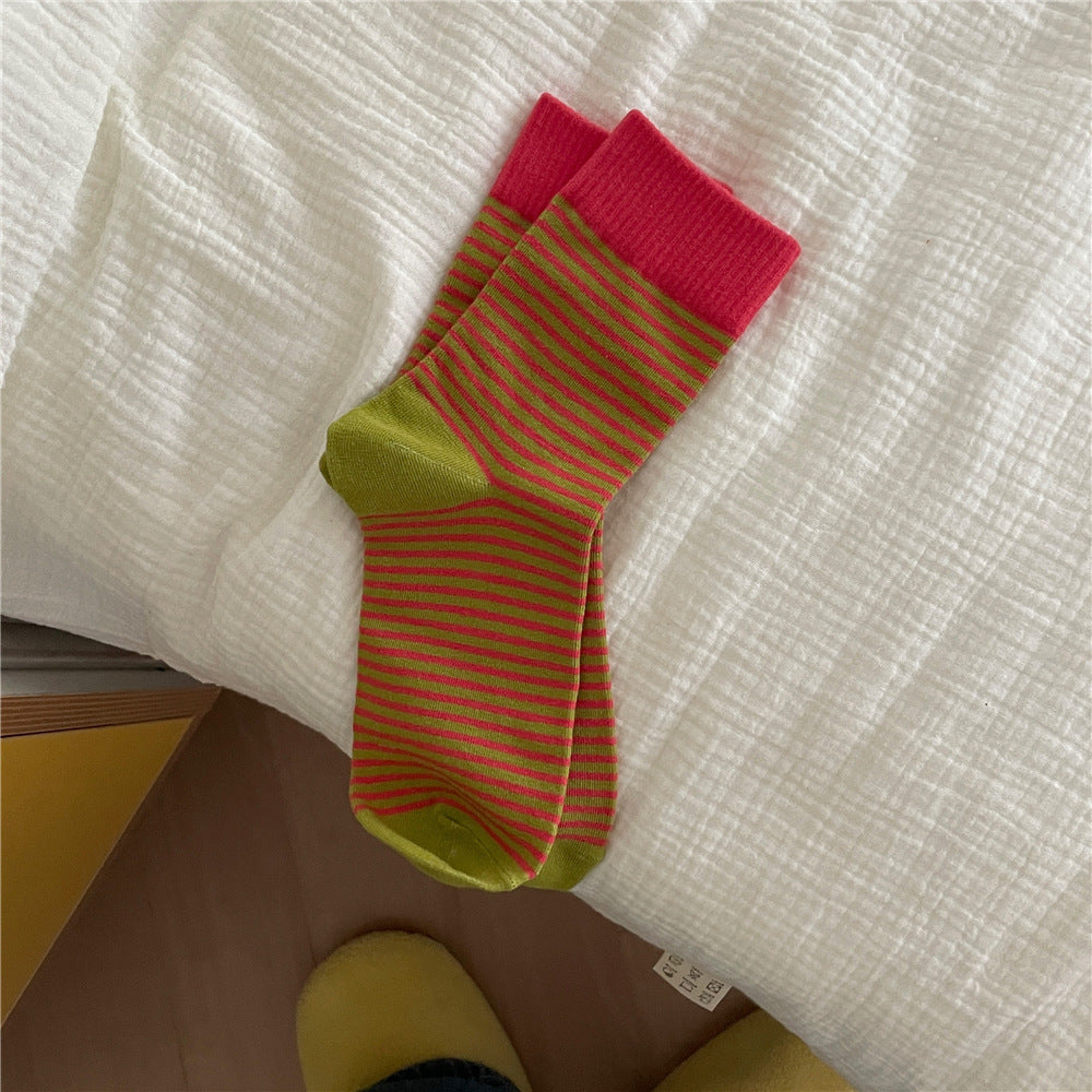 Striped Slouch Crew Socks - DippedShop Wholesale - #3459