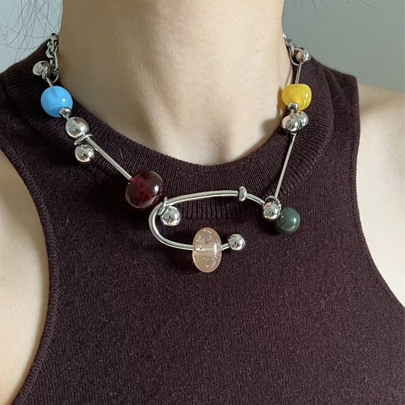 Handmade Beaded Chain Necklace - DippedShop Wholesale - #9699