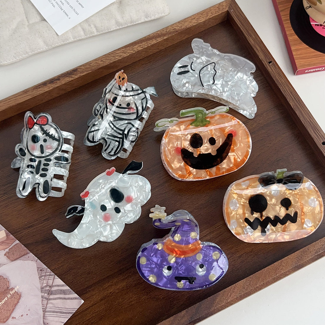 Cute Mini Pumpkin Ghost Halloween Hair Claw DP25G529