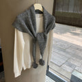 Knit Pom-Pom Shawl - DippedShop Wholesale - #9075