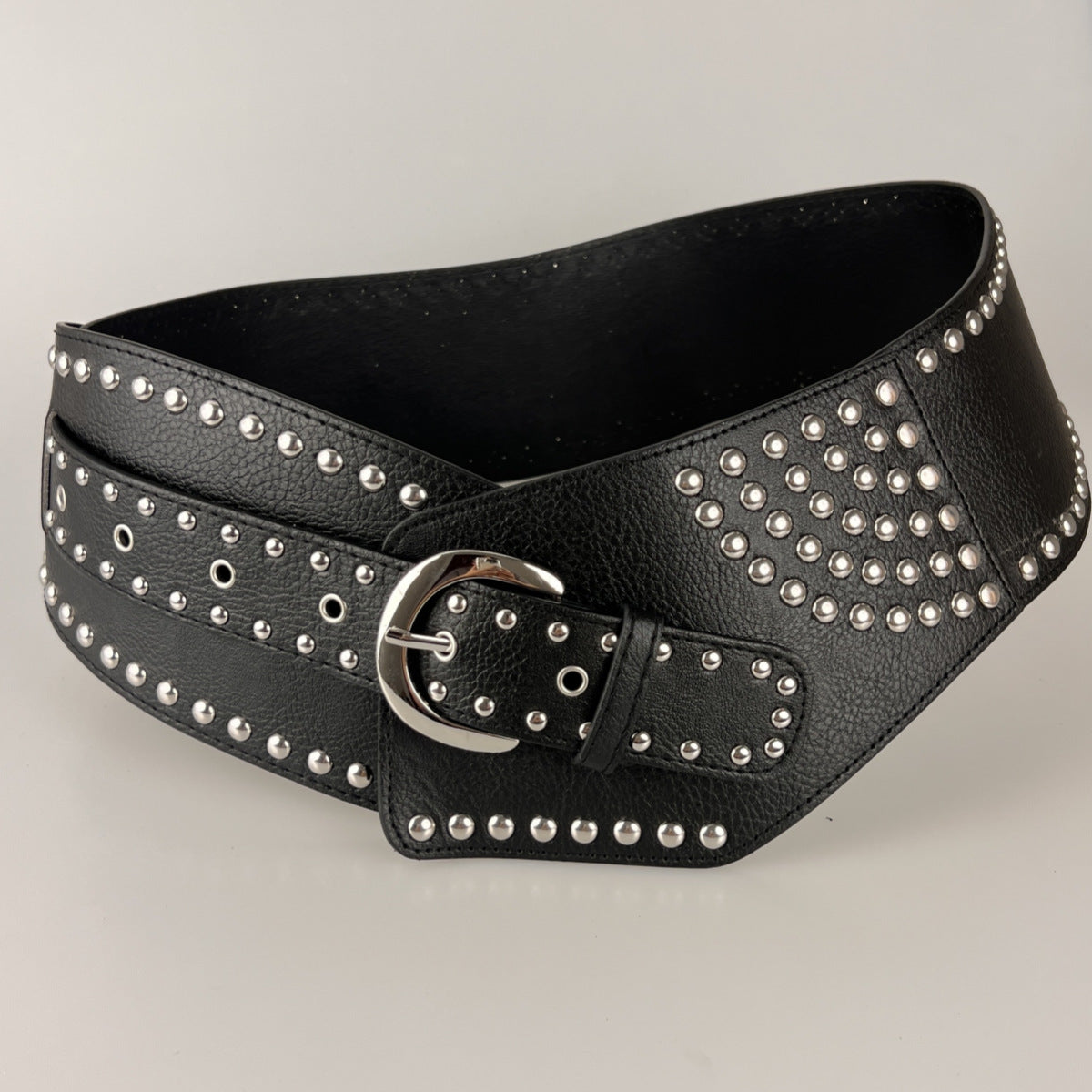 Chunky Punk Wide Studded PU Leather Belt 6W6JBT186