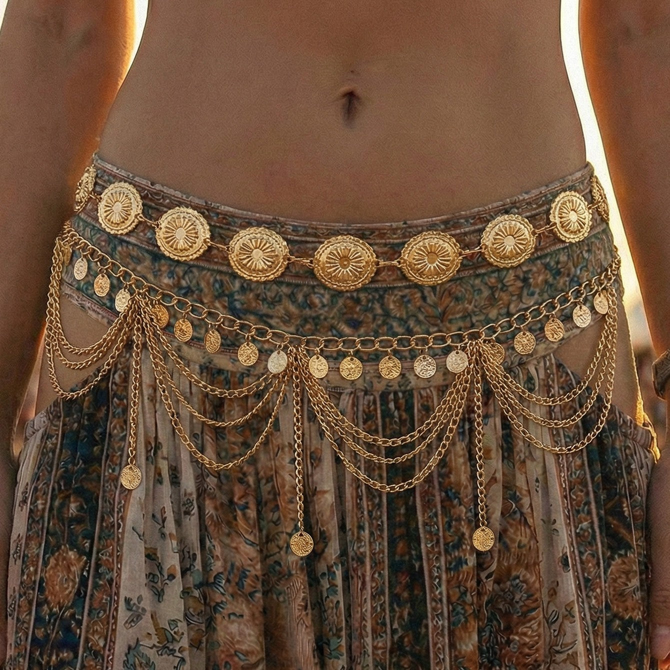 Retro Gold Plated Pearl Tassel Waist Chain 8ZA6JBC103T