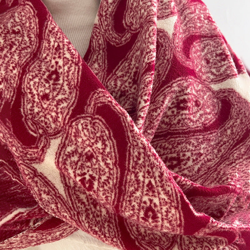 Thermal Paisley Tassel Scarf - DippedShop Wholesale - #1315