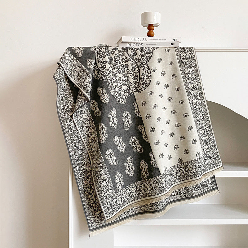 Reversible Paisley Jacquard Shawl Scarf - DippedShop Wholesale - #7907