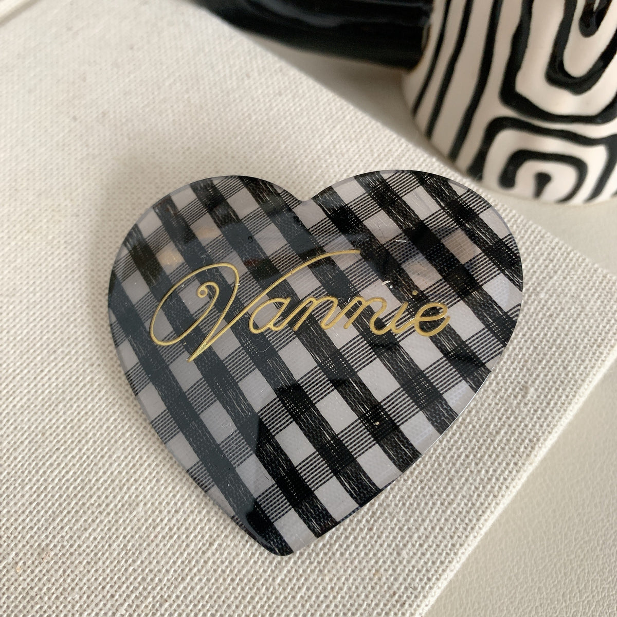 Sweet Printed Heart Acetate Hair Clip6W6HPN104