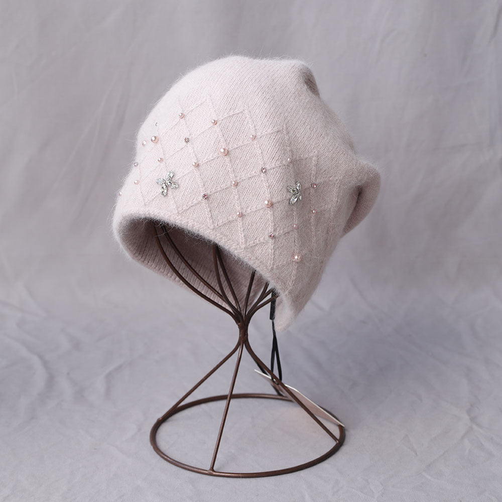 Luxury Rhinestone Pearl Embroidered Knit Beanie 6W6HAT707