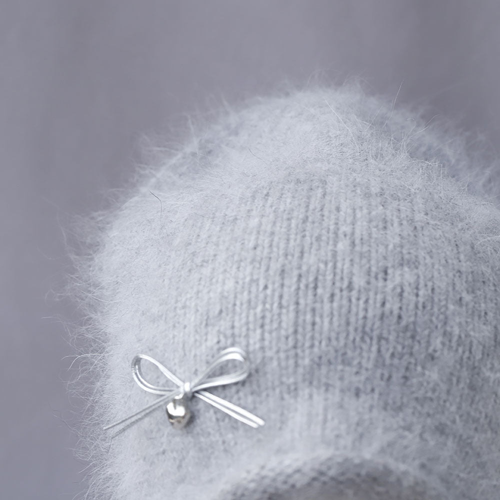 Cute Bowknot Pendant Angora Knit Beanie 6W6HAT706