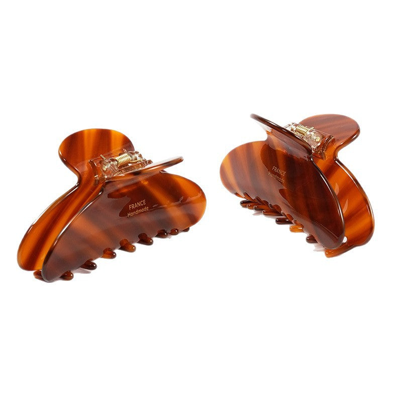 Retro Brown Striped No Slip Acetate Hair Claw 8AS6HCP295L
