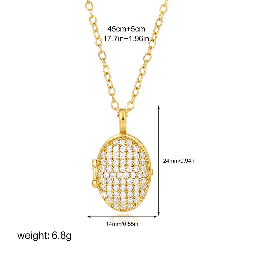 Gold Plated Oval Pendant Necklace - DippedShop Wholesale - #4003