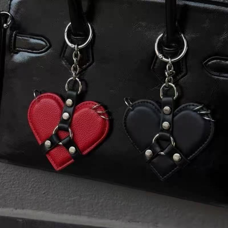 Studded Heart Bag Charm - DippedShop Wholesale - #9427