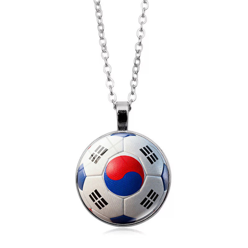 Stylish Country Flag Football Shape Pendant Necklace 8ZA6JNC279T