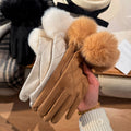 Suede Faux Fur Gloves - DippedShop Wholesale - #4003