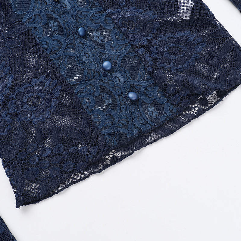 Sexy Lace Long Sleeve Blouse - DippedShop Wholesale - #2371