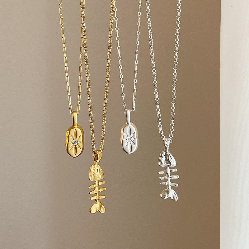 Trendy Oval Pendant Gold Plated Chain Necklace 6W6JNC386L