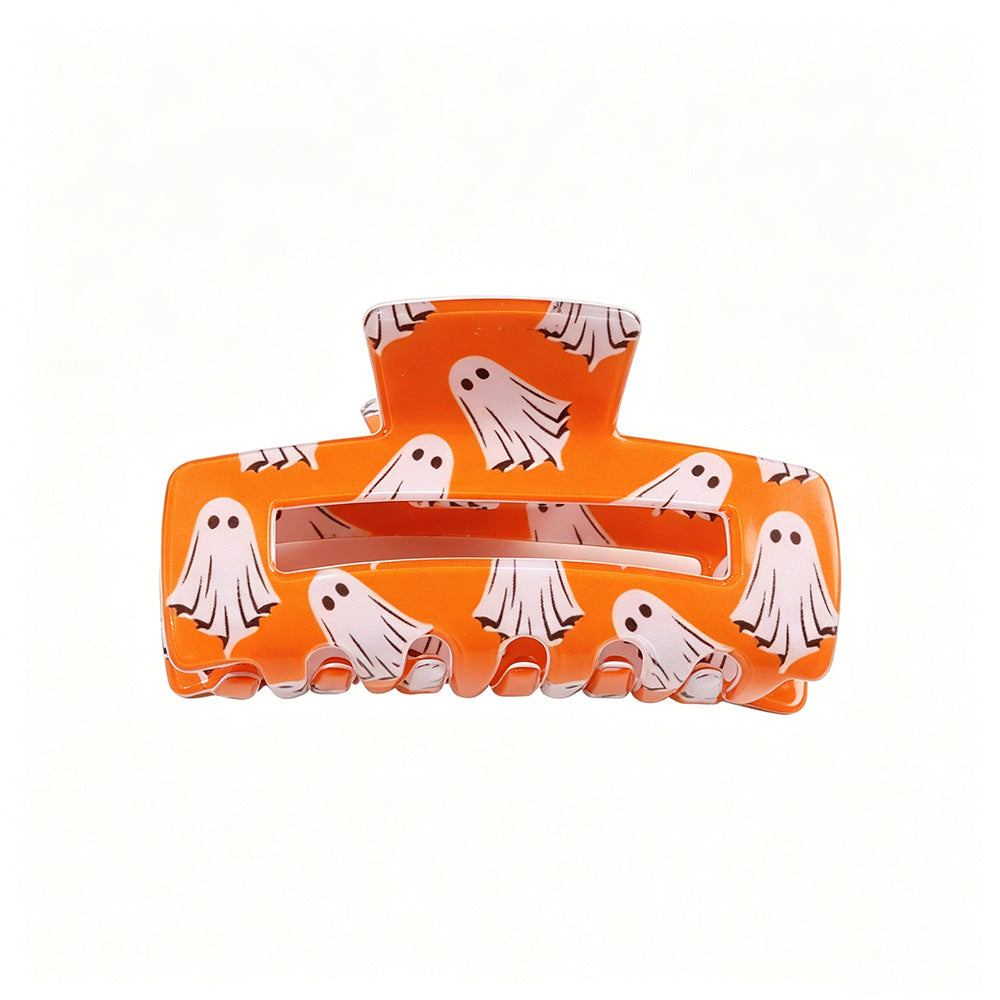 Quirky Halloween Ghost Pumpkin Hair Claw 6W6HCP1324