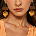 Wooden Heart Drop Earrings - DippedShop Wholesale - #2435