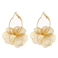 Fashion Gold Plated Floral Dangle Hoop Earrings 6W6JER587