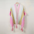 Boho Tassel Wavy Texture Knit Shawl Wrap 6W6NSC48