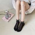 Elegant Pearl Lace Trim Ankle Socks 6W8FSO743
