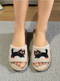 Cartoon Cat Striped Slippers - DippedShop Wholesale - #7427