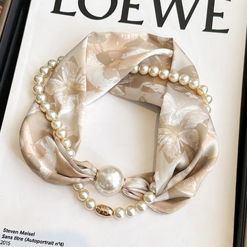 Elegant Magnetic Clasp Pearl Necklace Scarf DP25G462