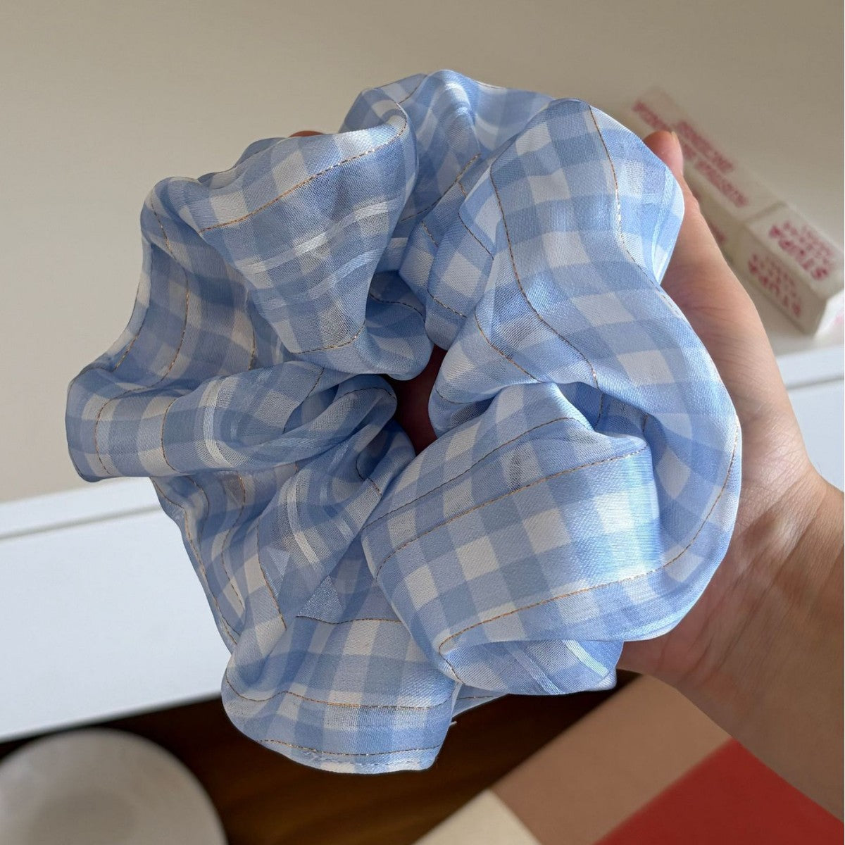 Minimalist Blue Plaid High Elastic Scrunchies 6W6HSR495