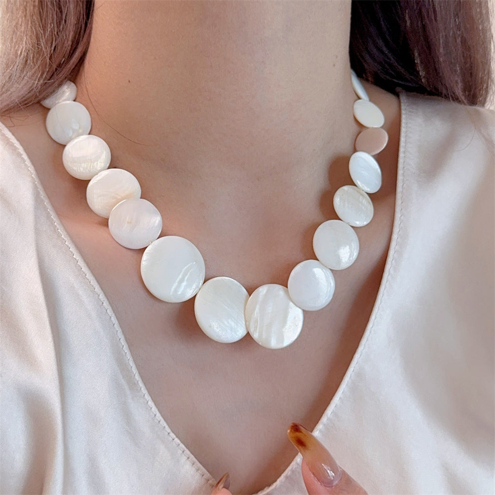 Shell Disc Beaded Necklace - DippedShop Wholesale - #9683