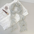 Retro Color Block Polka Dots Ruffled Silk Scarf MK2BLW6W6NSI74