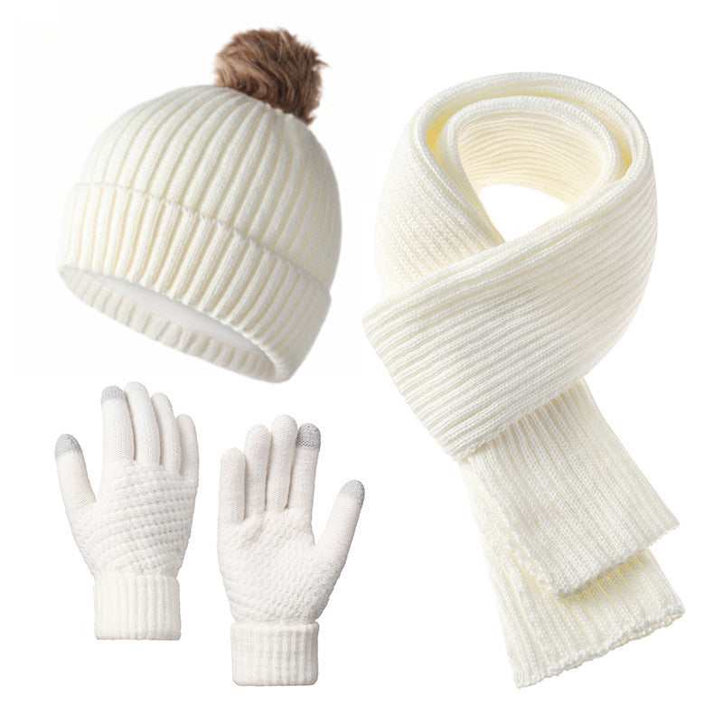 3-Piece Winter Warm Beanie Hat Scarf Gloves Set 6W6NSC87