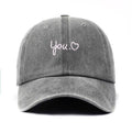 Vintage Washed Letter Heart Embroidery Baseball Cap MK2BW6W6HAT89