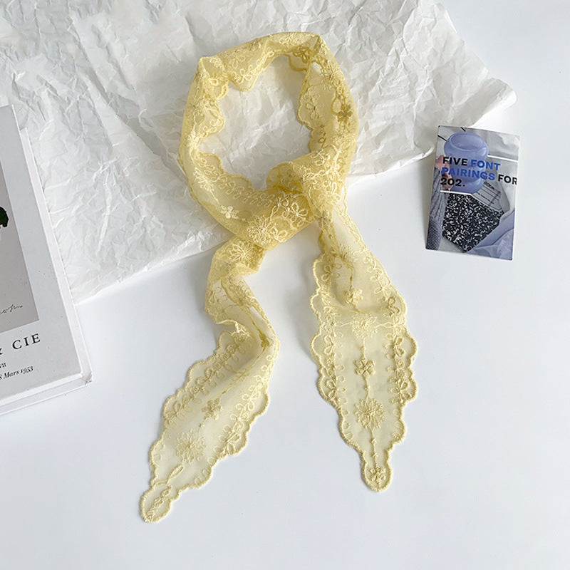 Elegant Floral Embroidered Lace Skinny Scarf MK2BW6W6NSI02