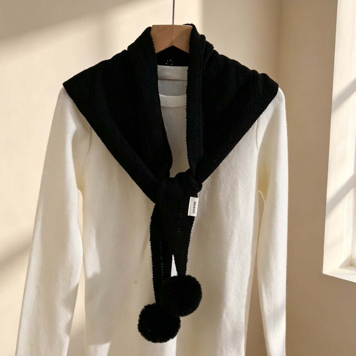 Pompom Triangle Scarf - DippedShop Wholesale - #8419
